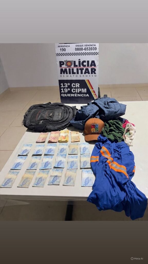 Polícia Militar prende homem em flagrante por furto em farmácia e recupera dinheiro em Querência